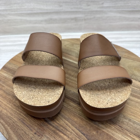 REEF WOMEN'S CUSHION VISTA HI PLATFORM LUG SLIDES SOLE SIZE 8 ESPRESSO DUO EUC - Picture 2 of 10